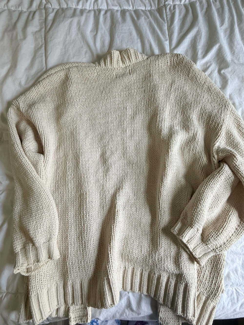 American Eagle Outfitters Cream Open Cardigan with Patch Pockets - Picture 5 of 5